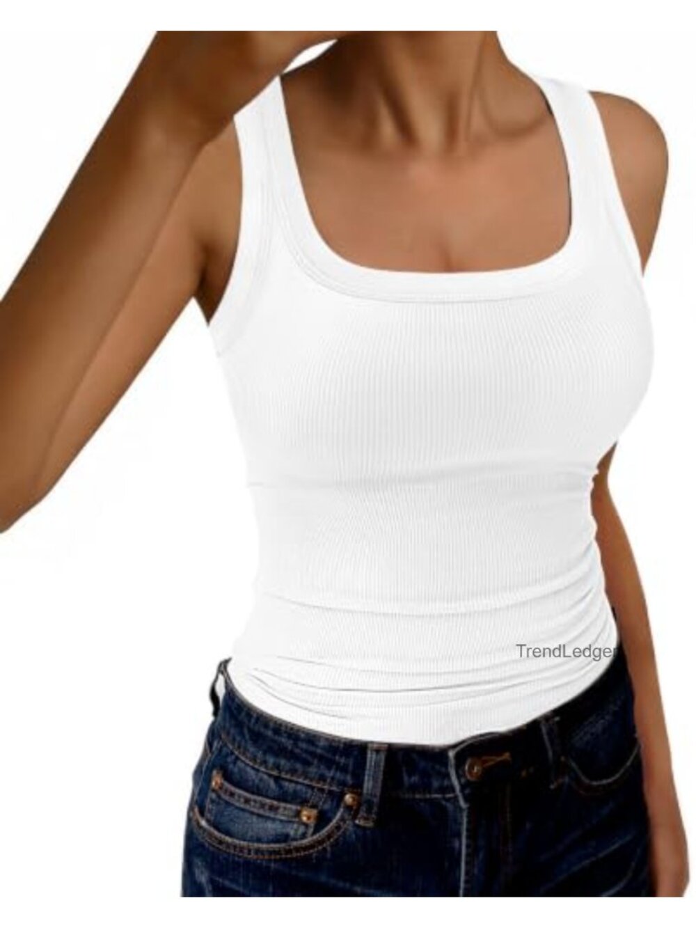 Womens Ribbed Tank Top Scoop Neck Racerback Slim Fit Sleeveless Summer Basic